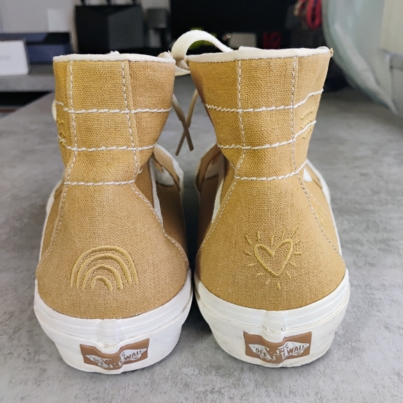Vans X Peace Leaf Eco High Top Sneakers Womens 9.5 Mens 8 Hemp Blend Sustainable - Picture 7 of 15